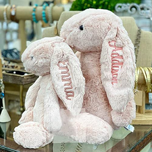 Embroidered Plush Bunny With Child'S Name HandMade Custom Plush Toy Child'S First Easter Gift