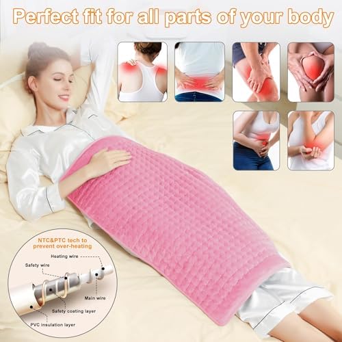 Heating Pad for Back,Neck,Abdomen,Moist Heated Pad for Shoulder,Knee,Hot Pad for Arms and Legs,Dry&Moist Heat & Auto Shut Off(Pink,33''×17'')