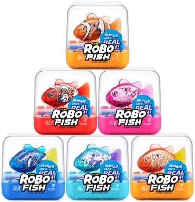 Robo Alive Robo Fish Robotic Swimming Fish (Teal + Orange) by ZURU Water Activated, Changes Color, Comes with Batteries, Amazon Exclusive (2 Pack) Series 3