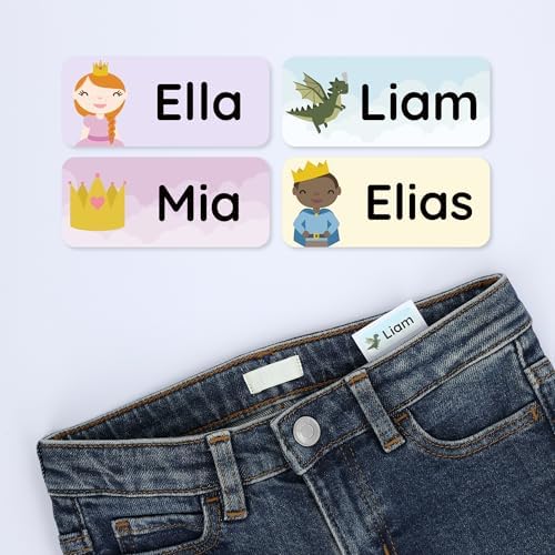 โ Personalized Name Labels for Kids (120) โ Waterproof & Durable Stickers for Clothing, School & Daycare Items - Fairytale