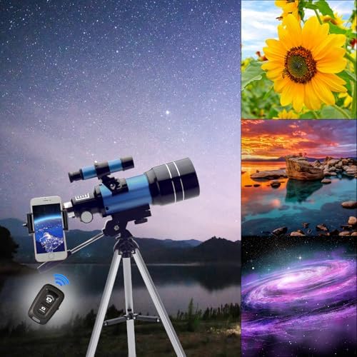 ToyerBee Telescope for Adults & Kids, 70mm Aperture (15X-150X) Portable Refractor Telescopes for Astronomy Beginners, 300mm Professional Travel Telescope with A Smartphone Adapter& Wireless Remote