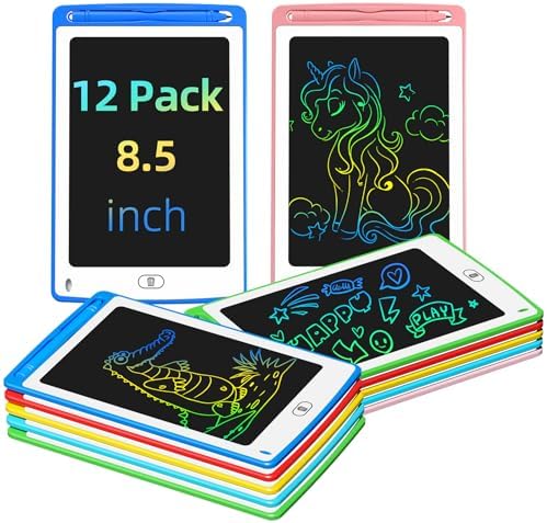 LCD Writing Tablet for Kids, 8.5 Inch Colorful Doodle Board Drawing Tablet, Educational Learning Toys Birthday Gifts for Boys Girls Age 3 4 5 6 7 8 (12 Pack)