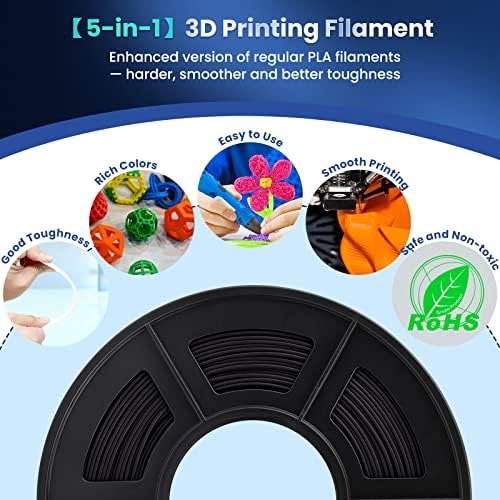SUNLU 3D Printer Filament Bundle, PLA Plus Filament 10KG 1.75mm, Neatly Wound Filament for Most 3D Printer, 10 Colors, 1kg Spool, Black+White+Grey+Green+Blue+Grassgreen+Bluegrey+Pureyellow+Red+Orange