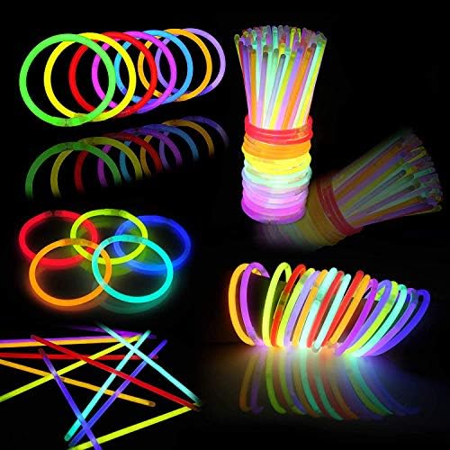 JOYIN 300 Pcs 8" Glowsticks, Bracelets Necklaces, Glow in the Dark Party Favors, Easter, Christmas, Halloween Supplies Pack, Football Party Supplies