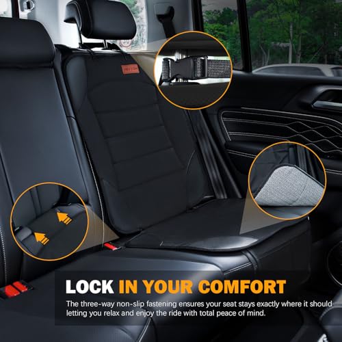 Siivton Car Seat Protector for Child Seat Cushion for Leather and Fabric Seats, 2 Mesh Pockets, Non-Slip Backing, Carseat Protectors for Vehicles, Baby, Pets (2 Pack)