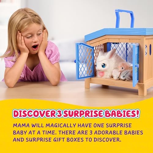 Little Live Pets Bunny Mama Surprise Toy Set, Hutch Interactive Animal Playset with 3 Surprise Babies, 20+ Sounds, Bunny Accessories for Girls Ages 3+
