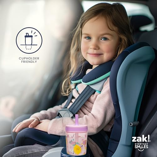 Zak Designs Kelso Toddler Cups For Travel or At Home, 15oz 2-Pack Durable Plastic Sippy Cups With Leak-Proof Design is Perfect For Kids (DinoRoar, Zaksaurus)