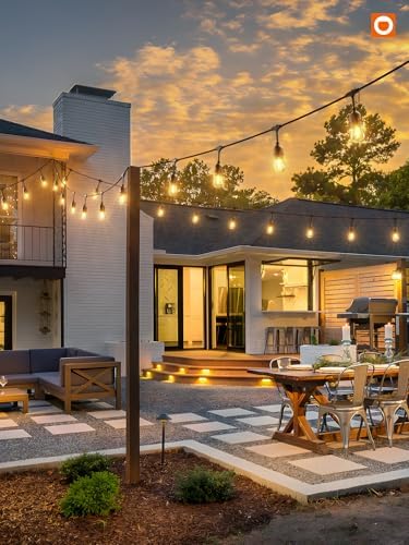 addlon LED Outdoor String Lights 48FT with Edison Vintage Shatterproof Bulbs and Commercial Grade Weatherproof Strand - ETL Listed Decorative Lights for Patio Garden