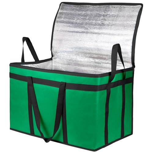 Bodaon Insulated Food Delivery Bag, XXXL Pizza Delivery Bags for Hot and Cold Food, Commercial, Large Capacity Reusable Warming Bag, Catering Cooler Bag for Doordash, Warmers for Parties (Green, 1Pk)