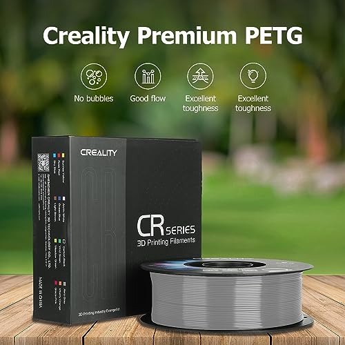 Official Creality PETG 3D Printer Filament 1.75mm 1KG (2.2lbs), High Precision, Strong Toughness, Odorless, Better Flow, Moistureproof 3D Printing CR PETG Filament, Grey
