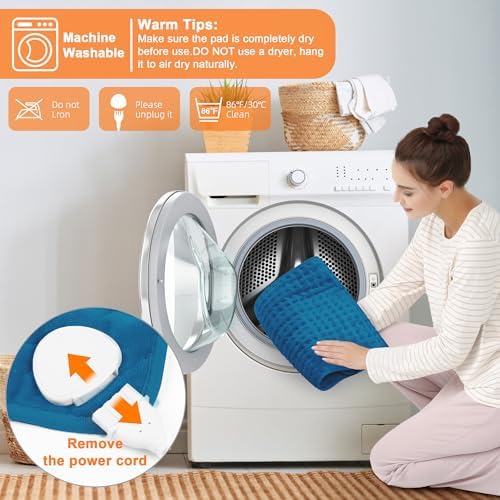Heating Pad,Electric Heating Pads for Back,Hot Heated Pad for Abdomen,Shoulder,Knee,Multiple Temp and Auto Shut Off(Blue, 40''×20')