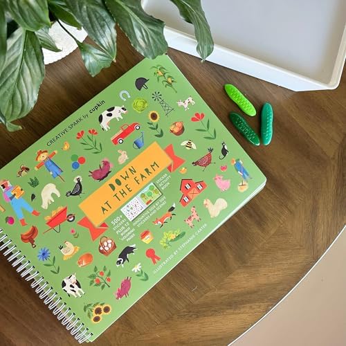 Cupkin Farm Animal Sticker Book Activity for Kids, Toddler Airplane Travel Essentials, 500+ Horse Stickers for Kids + 12 Scenes + 12 Coloring Book Pages, Cow Lover Children's Gift, Crafts Ages 2-8
