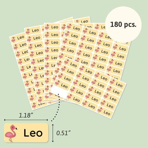 โ Personalized Name Labels for Kids (180) โ Waterproof & Durable Stickers for Clothing, School & Daycare Items - Exotic Animals