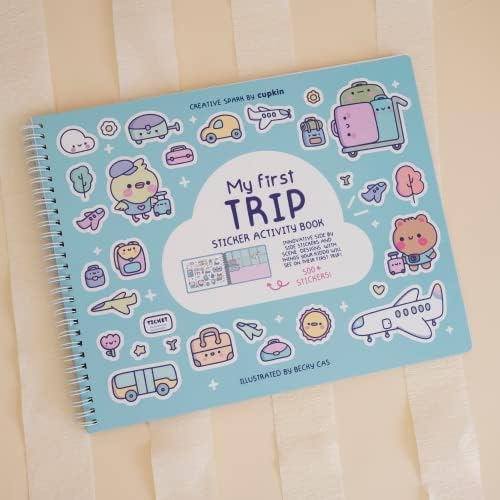 CUPKIN My First Trip Sticker + Coloring Book (500+ Stickers & 12 Scenes) Side by Side Activity Book Design, Fun Toddler Travel Essential Sticker Books for Kids 2-4, Great for Older Boys & Girls