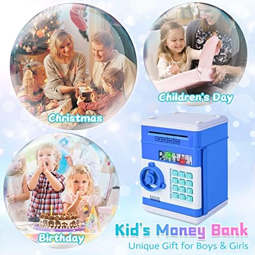 Refasy Piggy Bank Cash Coin Can ATM Bank Electronic Coin Money Bank for Kids Age 3-12, Money Savings Box Mini ATM Coin Bank Toys Gifts for 3 4 5 6 7 8 9 10 11 12 Year Old Boys Girls
