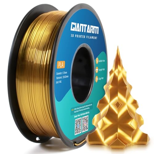 GIANTARM 3D Printer Filament, Silk Gold Pla Filament, 1Kg(2.2lbs) Spool, 1.75mm Dimension Accuracy +/- 0.03mm, 3D Printing Filament