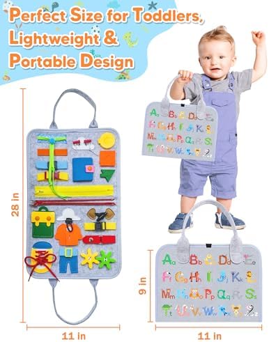Gojmzo Busy Board Montessori Toys for Toddler Boy Girl Birthday Gifts, Busy Book Sensory Toys for Toddlers, Learning Educational Toddler Travel Activities
