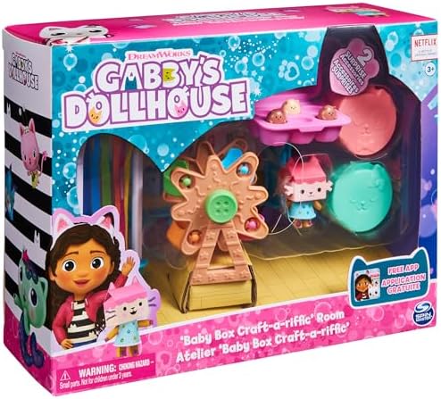 Gabby's Dollhouse, Baby Box Cat Craft-A-Riffic Room with Exclusive Figure, Accessories, Furniture and Dollhouse Delivery, Kids Toys for Ages 3 and up