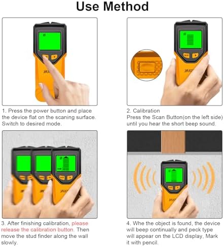 Stud Finder Wall Scanner - 5 in 1 Stud Finder Tool w/Microprocessor Chip and HD LCD Display, Stud Detector Beam Finders for the Center and Edge of Wood AC Wire Metal Studs Joist Pipe (Lemon)
