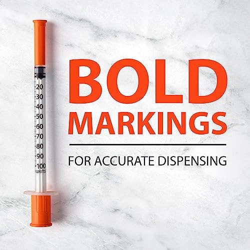 Easy Touch U-100 Insulin Syringe with Needle, 28G 0.5cc 1/2-Inch (12.7mm), Box of 100