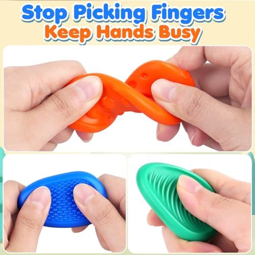 Fidget Toys Sensory Stone for Kids: 18 Pack Textured Soft Worry Stone for Autism Kids Calming - Fidget Stress Toys for Students Anxiety Relief - Small Prizes Fidget Toys(Patented Design)