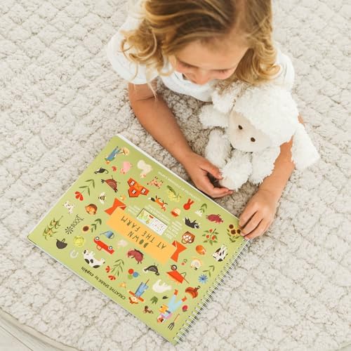 Cupkin Farm Animal Sticker Book Activity for Kids, Toddler Airplane Travel Essentials, 500+ Horse Stickers for Kids + 12 Scenes + 12 Coloring Book Pages, Cow Lover Children's Gift, Crafts Ages 2-8