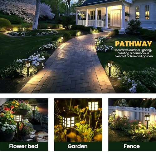 GIGALUMI Solar Outdoor Lights,12 Pack LED Solar Lights Outdoor Waterproof, Solar Walkway Lights Maintain 10 Hours of Lighting for Your Garden, Landscape, Path, Yard, Patio, Driveway