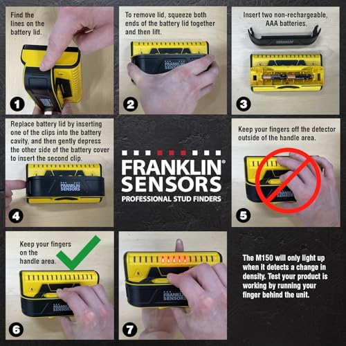 Franklin Sensors ProSensor M150/X990 Stud Finder with Live Wire Detection and 9-Sensors, Wood & Metal Stud Detector/Wall Scanner, Made in The USA