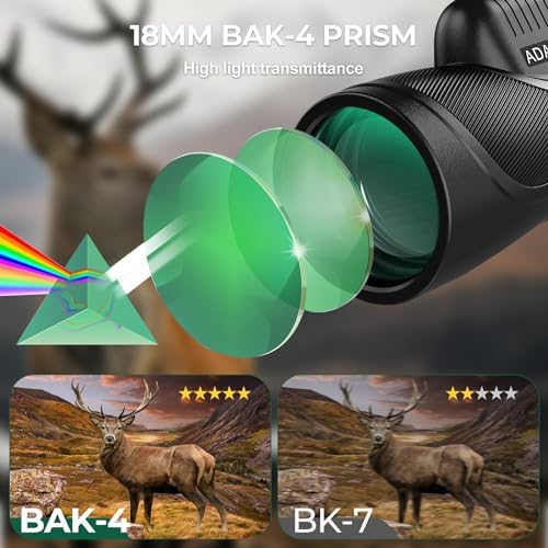 15x56 HD Monocular Telescope High Powered for Adults with Smartphone Adapter, High Powered Monocular Scope with Clear Low Light Vision for Star Watching, Bird Watching, Hiking, Concert