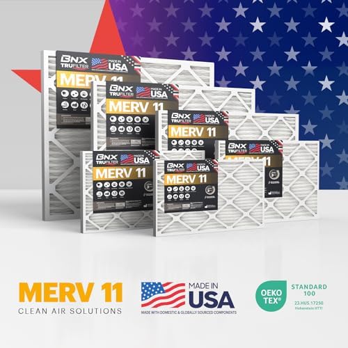 BNX TruFilter 18x24x1 Air Filter MERV 11 (6-Pack) - MADE IN USA - Allergen Defense Electrostatic Pleated Air Conditioner HVAC AC Furnace Filters for Allergies, Dust, Pet, Smoke, Allergy MPR 1200 FPR 7