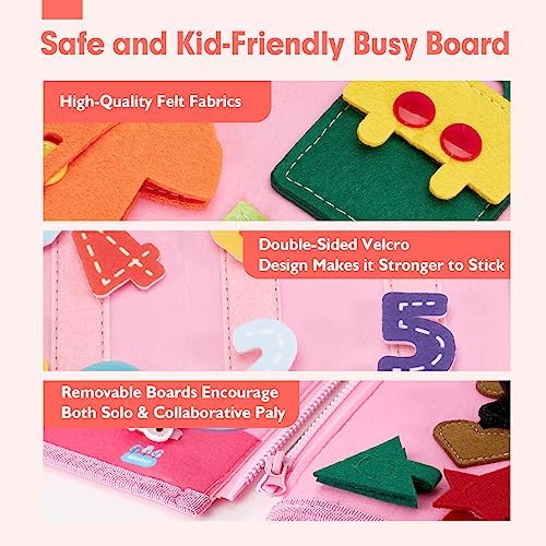 hahaland Busy Book for Toddlers Boys Girls Montessori Toys for 3+ Year Old Preschool Educational Learning Activities Toddler Travel Toys for Ages 3 4 5 with Life Skill Number Color Weather