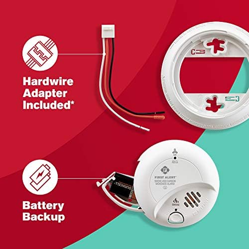 FIRST ALERT BRK SC9120B-3 Hardwired Smoke and Carbon Monoxide (CO) Detector with Battery Backup, White, Pack of 3