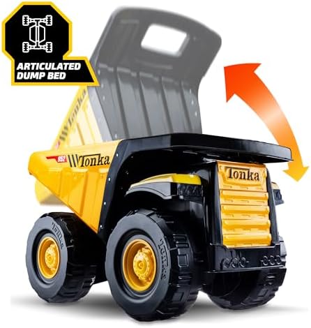 Tonka Steel Classics Toughest Mighty Dump Truck - Made with Steel & Sturdy Plastic, Large Yellow Toy Construction Truck, Boys and Girls, Kids, Toddlers, Ages 3+