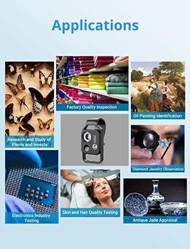 200X Phone Mini Pocket Microscope with LED Light/Universal Clip, Nano Zoom Portable Digital Microscope Camera Attachments for 99% Smartphone, Microworld for Kids Adults(Black 200X with CPL)