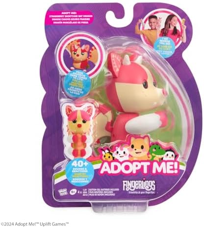 Adopt Me! x, Adopt Me! Strawberry Shortcake Bat Dragon, Legendary Interactive Pet with 40+ Sounds & Reactions (Ages 5+)