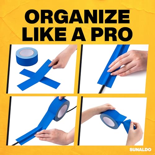 Gaffers Tape (6 Pack) Strong Hold, Easy to Rip, Residue-Free Professional Grade Floor Tape for Electrical Cords, Matte Finish Non Reflective, Weather Resistant (Blue, 2" x 30 Yards)