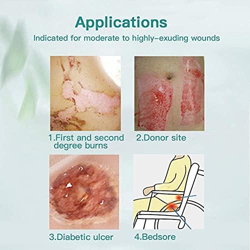 Dimora Silicone Foam Dressing Silver Ag 4"x 8" Adhesive Absorbent First Aid Bandage for Wound Care Pads 5 Packs