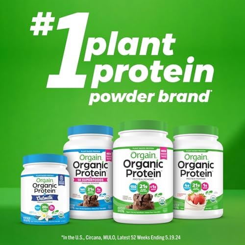 Orgain Organic Vegan Protein + 50 Superfoods Powder Bundle - Creamy Chocolate Fudge & Vanilla Bean, 21g Plant Based Protein, 2.02 lb Each