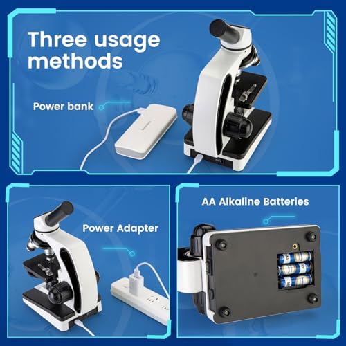Microscope for Adults Kids 40X-2000X Compound Monocular Microscope for Students School Laboratory Home Education with Slides Set Phone Adapter