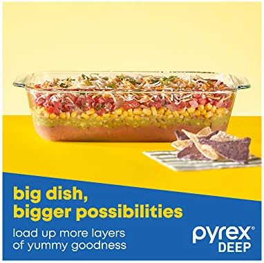 Pyrex Deep 3-Pack Glass Baking Dish Set (9"x13", 7"x11", 8"x8") With BPA-Free Lids, Rectangular Glass Bakeware, Dishwasher, Microwave, Freezer & Pre-Heated Oven Safe