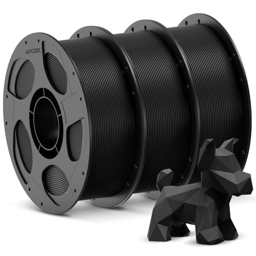 ANYCUBIC 3D Printer Filament PLA Bundle, PLA Filament 1.75mm Dimensional Accuracy +/- 0.02mm, 1KG Reusable Spool, 3KG Black