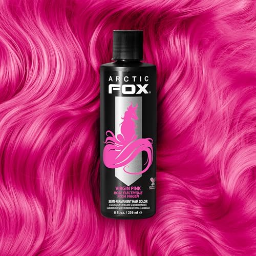 Arctic Fox Semi-Permanent Hair Dye, Virgin Pink, Vibrant Hot Pink Color, Vegan & Cruelty-Free, Ammonia-Free, Conditioning Formula, Long Lasting, For All Hair Types, 8 Fl Oz (Pack of 2)
