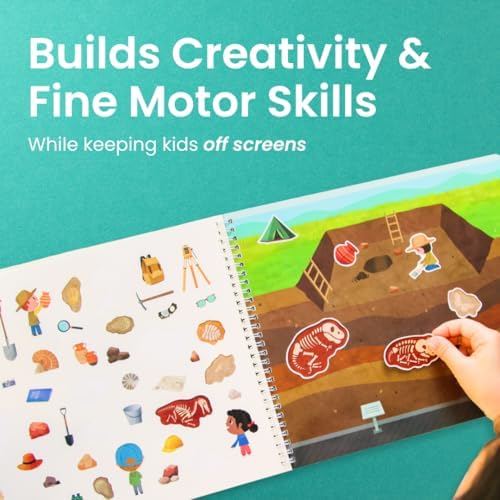 CUPKIN Sticker Book for Kids 2-4, 500+ Kids Stickers, A Day at The Museum 12 Coloring Pages 12 Side by Side Scenes, Fun Toddler Travel Activity Coloring and Sticker Books for Ages 4-8 + 8-10
