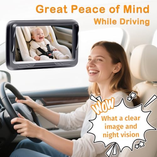Rohent Baby Car Camera HD 1080P - Rear-Facing Infant Monitor with Night Vision Car Camera for Baby 150° Wide-Angle Lens Anti-Glare Screen Easy Install 360° Adjustable Display