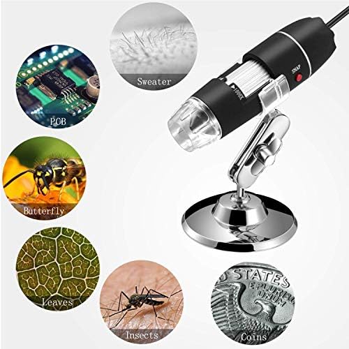 40 to 1000x Magnification Endoscope, 8 LED USB 2.0 Digital Microscope, Mini Camera with OTG Adapter Metal Stand, Compatible with Mac Windows 7 8 10 11 Android Linux Chrome Not for iPhone/iPad