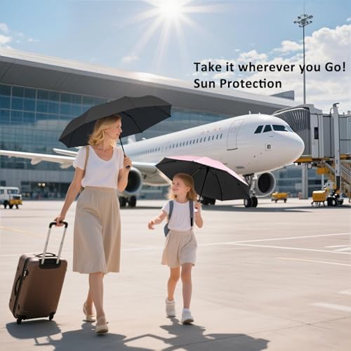 BAODINI Travel Mini Umbrella for Purse With Case Small Compact UV Sun Protection Sun Lightweight Tiny Pocket Umbrella for Women Girls and Men