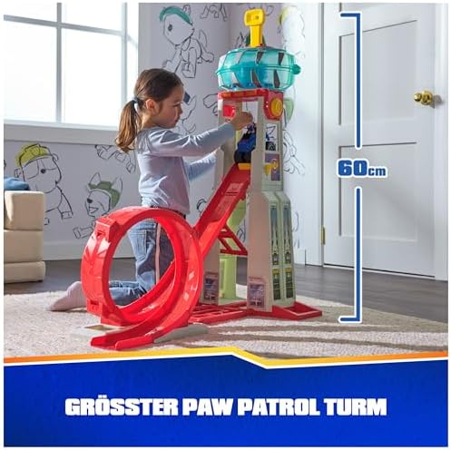 PAW Patrol: Rescue Wheels Super Loop Tower HQ, with Light, Sound, Vehicle Launcher, Chase Action Figure & Toy Truck, Kids Toys for Boys & Girls Age 3+