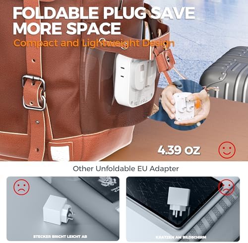 US to UK Plug Adapter, TESSAN UK Adapters for Travel, Foldable Plug with 4 Outlets 3 USB (PD 20W 1 USB C), Type G Power Adaptor for USA to Ireland Scotland England London Hongkong Dubai Irish