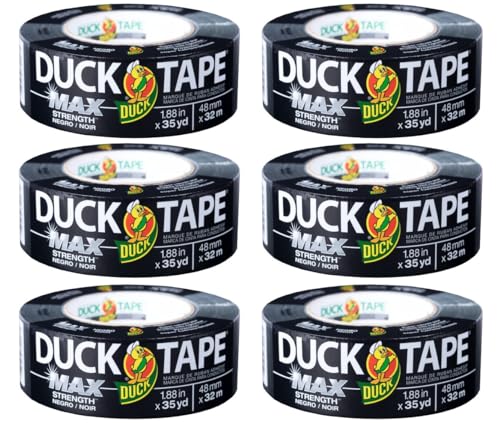 Duck Brand Max Strength Duct Tape, Black, 1.88 Inch x 35 Yards, 240867 (Pack of 6)