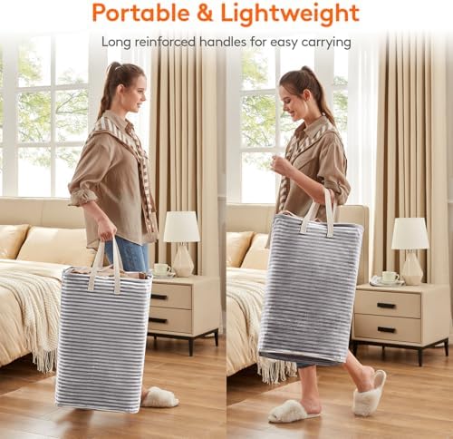 Lifewit 2 Pack Laundry Hamper Large Collapsible Laundry Baskets, Freestanding Waterproof Clothes Hamper with Easy Carry Handles in Laundry Room Bedroom Bathroom College Dorm for Adults, Black, 2 x 80L